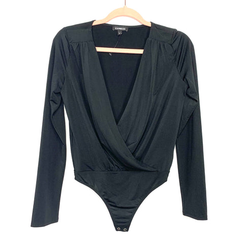 Express Black Long Sleeve Thong Bodysuit- Size XS