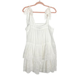 Vici White Eyelet with Tie Straps Babydoll Mini Dress- Size M