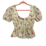 WAYF Ivory Floral Zipper Back Top NWT- Size S