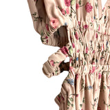 Forever21 Tan Floral Side Cutout Back Tie Dress- Size S
