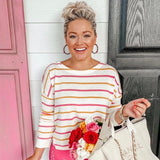 Lumiere Pink and Mustard Striped Sweater- Size M