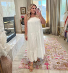 Amaryllis Ivory Linen Tiered Dress with See Through Detail- Size XL