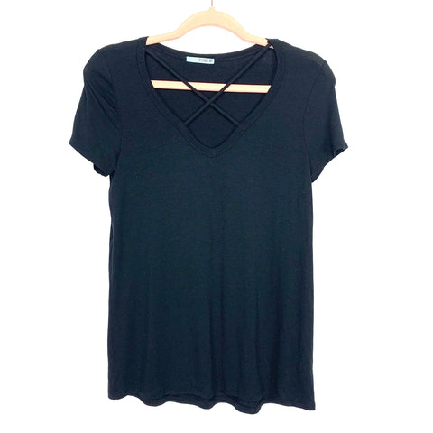 P S Kate Black Criss Cross Front Top- Size S