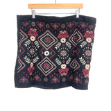 Savanna Jane Black Embroidered Print Skirt- Size 2X