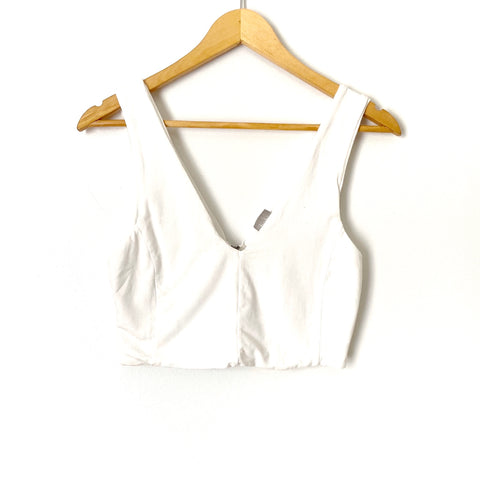 Bobi White Cotton Lycra Crop Top- Size S (see notes)