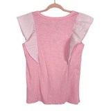 Time and Tru Pink with Pink Seersucker Flutter Sleeves Top NWT- Size S
