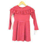 Girl's Youth Cat and Jack Pink Striped Ruffle Sparkle Dress NWOT- Size S(6/6X)