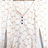 Free People Blush Lace Peplum Long Sleeve Blouse- Size S