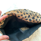 No Brand Faux Fur Cheetah Zipper Clutch