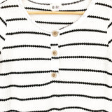 Bibi Striped Faux Button Thin Thermal Top- Size S