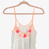 Aerie White Orange Trim with Pink and Orange Tassels Cover Up NWT- Size S