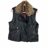 Dollhouse Outerwear Black Faux Leather Vest with Removable Faux Fur Collar- Size XL