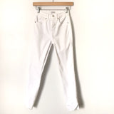Good American White Skinny Raw Hem Jeans- Size 2/26 (Inseam 26 1/2”)