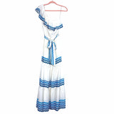 Flying Tomato One Shoulder Ruffle Tiered Belted Maxi Dress- Size S