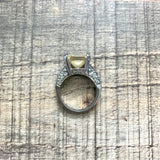 No Brand Single Yellow Stone with Rhinestone Ring- Size 6