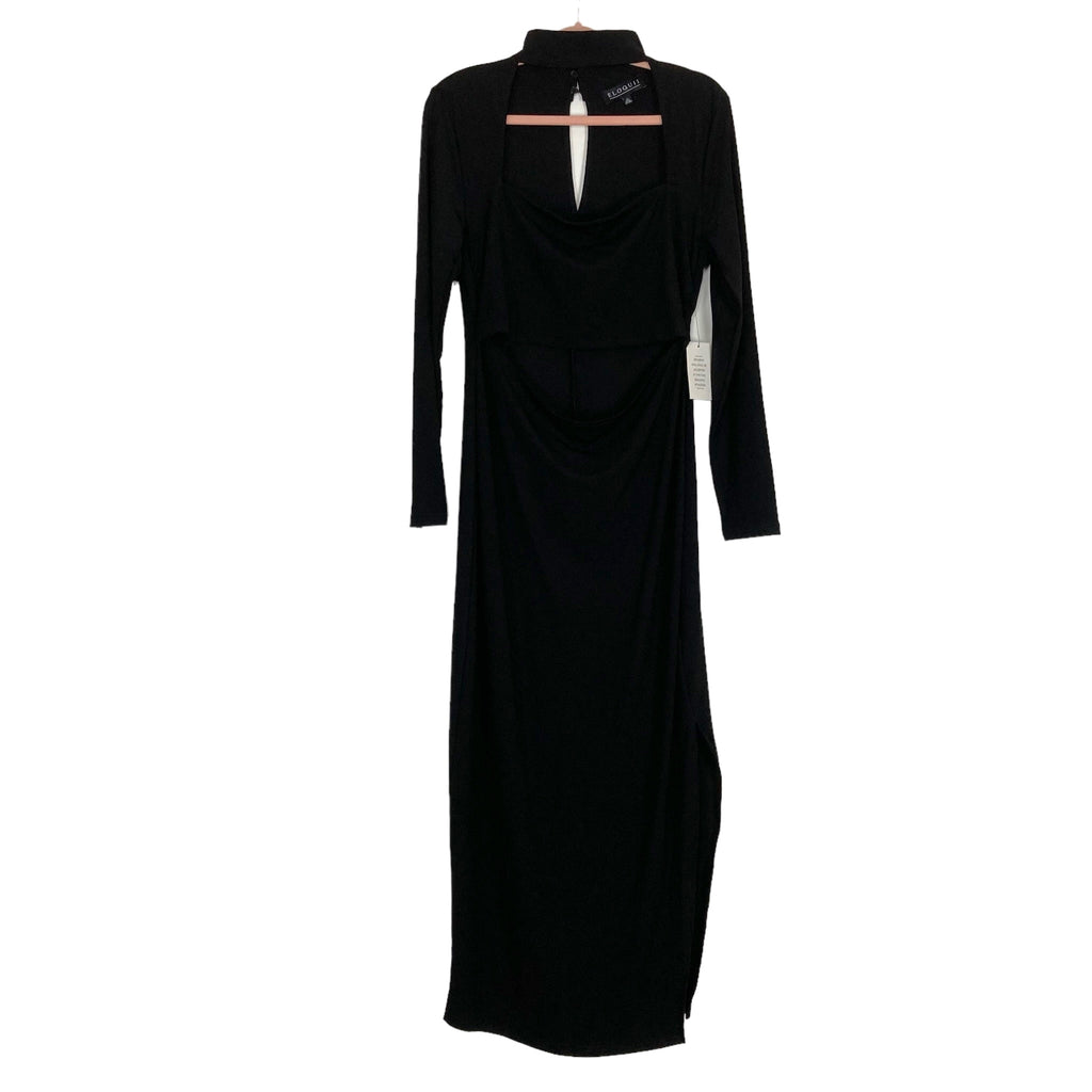 Eloquii Black Choker Cutout with Slit Dress NWT- Size 14 The Saved Collection Eloquii Black Choker Cutout with Slit Dress NWT- Size 14 The Saved Collection