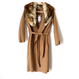 Boohoo Petite Faux Fur Collar Belted Coat NWT- Size S