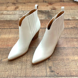 Marc Fisher Ivory Leather Annabel Western Heeled Pointed Toe Bootie- Size 7