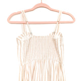 Abercrombie & Fitch Tan and White Striped Faux Button Smocked Back Dress NWT- Size XS