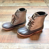 Marley Lilly Brown Monogrammed (WBR) Tongue Duck Boots- Size 7
