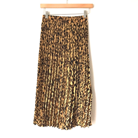 No Brand Leopard Print Pleated Skirt- Size ~S