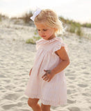 Pukatuka Pink/White Striped with Ruffle Collar Linen Dress- Size 3