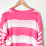 Dreamers Bright Pink and White Striped Sweater NWT - Size S/M