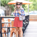 J Crew Plaid Button Down in Orange/Blue/Brown/White- Size 2