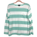J.Crew Seafoam Green/White Striped Long Sleeve with Pocket Top NWT- Size XS