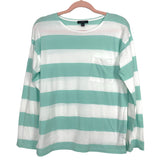 J.Crew Seafoam Green/White Striped Long Sleeve with Pocket Top NWT- Size XS