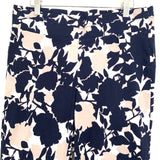 Rafaella Navy & Tan Floral Crop Stretch Pants- Size 8 (Inseam 23”)