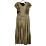 Ivy City Metallic Gold Flutter Sleeve Dress- Size S