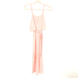 No Brand Peach Ruffle Belted Round Hem Side Slits Dress- Size S