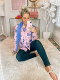 J Crew Relaxes Pink/Blue Floral Striped Button Up Top NWT- Size 2