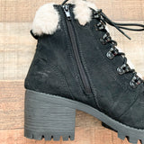 Madden Girl Black Faux Fur Lined Lace Up Boots- Size 9 (see notes)