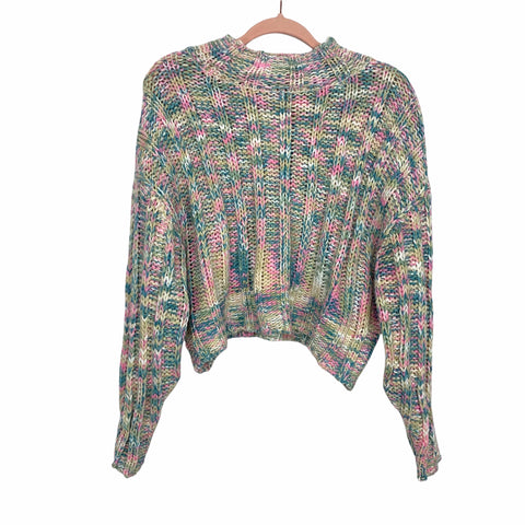 Peach Love Multicolor Cropped Spring Dream Sweater NWT- Size M