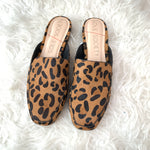 Sole Society Leopard Mule Shoes with Faux Fur- Size 9.5