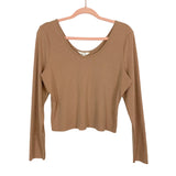 Amaryllis Cinnamon Ribbed Knit Davina Cropped Top- Size XL