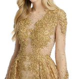 Mac Duggal Gold Lace and Beaded Gown NWT- Size 4