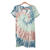 Z Supply Red/Blue/Green Tie Dye V-Neck Knotted Hem Dress- Size S