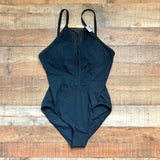 Amoressa Black Mesh Front with Gold High Neck Bar One Piece NWT- Size 14
