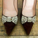 Kate Spade Purple Suede Like Rhinestone Bow Heels- Size 10 (See Notes)