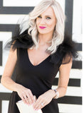 Camilyn Beth Little Black Opal Dress with Tulle Detail on Shoulders- Size 2