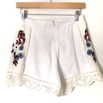 Sugar+Lips White Embroidered Shorts NWT- Size XS