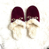 No Brand Velvet Buckle Slippers- Size L (9-10)