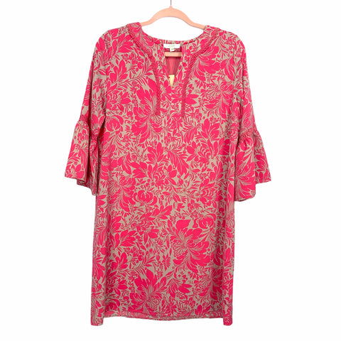 Jade Pink Tropical Bell Sleeve Dress NWT- Size M