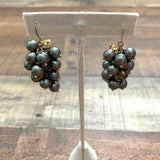 J Crew Silver Bead/Rhinestone Cluster Dangle Earrings