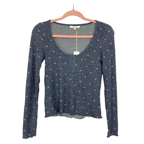 Z Supply Lounge Henley Polka Dot Long Sleeve Top NWT- Size XS (sold out online, we have matching pants)