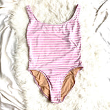 J. Crew Pink Striped One Piece Swimsuit- Size 12