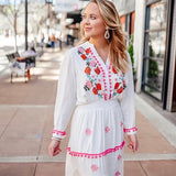 Chicwish White Floral Embroidered “Stay Romance” Dress- Size ~S